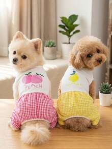 PETSIN Quần áo cho thú cưng, quần áo cho chó, quần áo cho mèo, quần yếm thường ngày, quần yếm mới cho động vật nhỏ mùa xuân và mùa hè, bộ áo liền quần có khóa kéo, đồ dùng cho thú cưng, quần yếm thường ngày - Nhiều màu - Xem 3