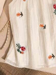 Resyla Women's Colorful Floral Embroidered Sleeveless Blouse - Multicolor - View 3
