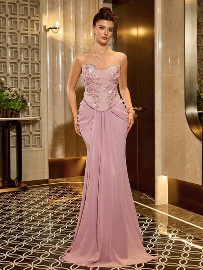 Poshira Elegant And Sexy Evening Gown Features A Three-Dimensional Floral Applique Design And A Pleated Mermaid Hem. Suitable For Wedding Guests, Bridesmaids, Birthday Parties, Prom Dresses, Back-To-School Parties, Etc. Women'sLuxury Elegant Party Dress Solid Color Square Neck Sleeveless High-End Evening Dress, Elegant And Luxurious Formal Gown Black Bodycon Dress Women's Slim Dress Sexy Curve Dress Black Dress For Women Shapewear Dress Long Black Elegant Dress Black Satin Dress Black Formal Evening Gown Black Dinner Dress Sexy Elegant Dress Black Backless Dress Satin Dress Elegant Graduation Ceremony, School Opening, Music Festival, Birthday Party, Wedding, Afternoon Tea Gathering, Ball Ceremony Dress Wedding Vacation Party Holiday Dresses