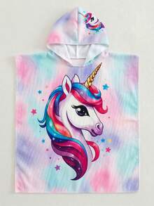 SHEIN Baby Girl Unicorn Print Hooded Swimsuit, Summer Beach Vacation - Multicolor - View 6