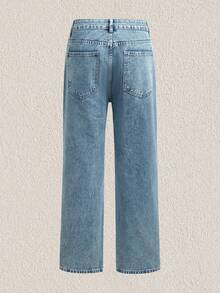 Men Ripped Straight Leg Jeans - Light Wash - View 2
