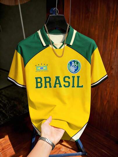 Aesthetic Post สไตล์สปอร์ตย้อนยุค บราซิล เสื้อรักบี้ เสื้อโปโลสำหรับผู้ชาย ทรงหลวม เสื้อโปโลบล็อกสีสำหรับผู้ชาย เสื้อยืดกราฟิกสำหรับผู้ชาย เสื้อยืดกราฟิกสำหรับผู้หญิง แจ็คเก็ตกีฬาแฟชั่นสำหรับผู้ชาย เสื้อโปโลแขนสั้นฟุตบอลสำหรับผู้ชาย เสื้อท็อปส์สำหรับผู้หญิง เสื้อสีเหลือง เสื้อยืดกราฟิกสำหรับผู้หญิง เสื้อยืดสำหรับผู้หญิง เสื้อยืดสำหรับผู้ชาย เสื้อท็อปส์ฤดูใบไม้ผลิ ของขวัญอีสเตอร์