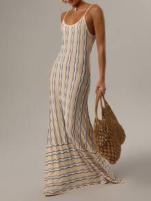 Forever 21 Retro Wave Pattern Sleeveless Dress For Women, Minimalist Design, Suitable For Spring Vacation - MultiWarna - View 6