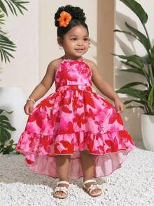 SHEIN Đầm không tay dáng rộng in hoa khoét lỗ cho bé gái - Nhiều màu - Xem 2