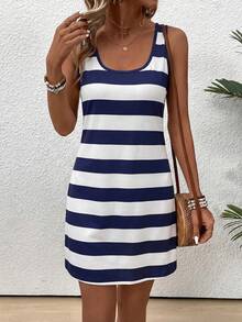 EMERY ROSE Phong cách giản dị, tối giản, bohemian, thanh lịch, lãng mạn, cổ điển, họa tiết sọc xanh trắng, màu xanh hải quân, trang phục đi biển, trang phục đi nghỉ mát, đầm hè cho nữ. - Nhiều màu - Xem 5