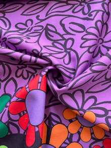 Maweii Plus Size Women's Purple Summer Boho Vacation Holiday Multicolor Print Front Keyhole Shirred Backless Criss-Cross Strap Loose Fit Maxi Dress,Beach - Multicolor - View 7