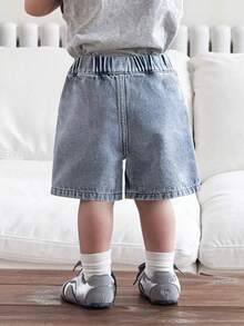 Toddler Boys' Bear Pattern Light Blue Denim Loose Cargo Shorts, Toddler Clothes, Blue Jeans For Boys, Babies Clothes For Boy, Jeans For Baby - Light Wash - View 6