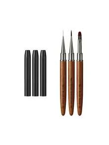 1 件/1 套檀木柄美甲笔 – 日式美甲工具，适用于细节描绘、塑形和勾勒线条 - 棕色 - 查看 4