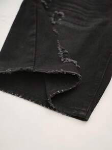 RONVEXI Men's Summer Casual Distressed Denim Shorts Black Jean Shorts Men - Black - View 10