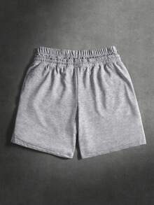 STYNVO 男士休闲字母印花抽绳腰带口袋短裤 - 淺灰色 - 查看 2