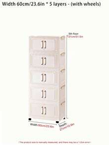 1 (45cm/17.7 Inches)-(60cm/23.6 Inches) Wide Folding Storage Cabinet, Clothing Cabinet Storage Box, Household Storage Storage Portable Wardrobe, Double-Door Folding Box, 1-5 Layers Optional, Thickened Double-Door Wheeled Storage Cabinet, Household Installation-Free Storage Rack, Clothes Toy Plastic Folding Storage Cabinet - Milky White - View 19