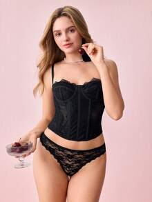 1 chiếc áo hai dây ren lưới dễ thương, thích hợp cho phụ nữ đi chơi, hẹn hò, dạo phố, dự tiệc và mặc đi club. - màu đen - Xem 11