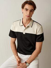 RONVEXI Polo décontracté pour homme, chemise polo pour hommes, polo tricoté à boutons pour hommes, chemise de golf pour hommes - Multicolore - Voir 6