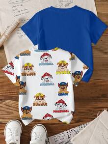 SHEIN | PAW Patrol 男童卡通印花短袖T恤，多件装 - 彩色 - 查看 2