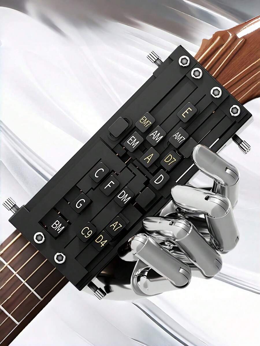 Guitar Learning Aids With 16 Chords, Ergonomic Bridge Puller | Basic Guitar Maintenance Tools For Acoustic And Electric Guitars, Bass, And Ukulele - Black - View 1