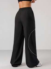 With My Calm Quần nữ cạp chun co giãn, kiểu dáng thường ngày đa năng, phù hợp mặc hàng ngày và chơi thể thao. - màu đen - Xem 2