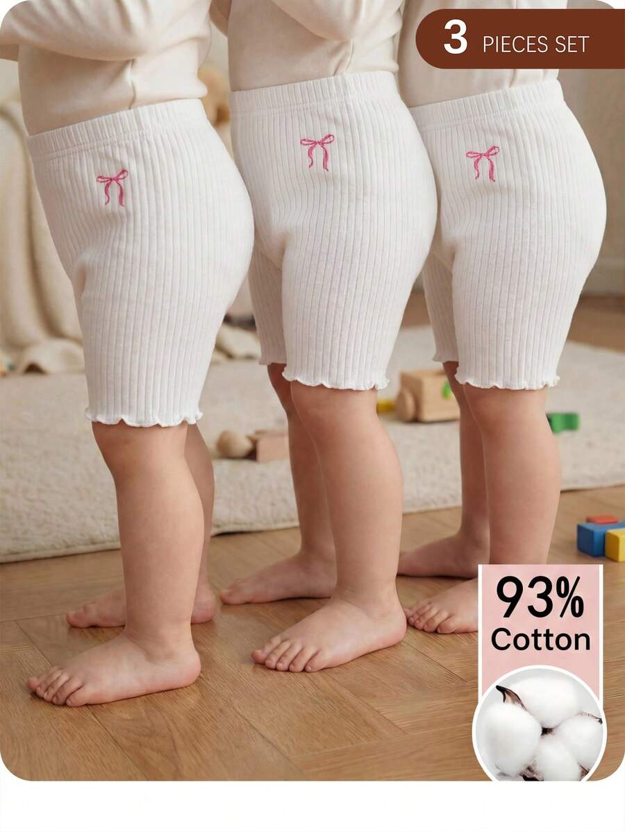 SHEIN 女婴3件套/组 女童纯色修身休闲打底裤