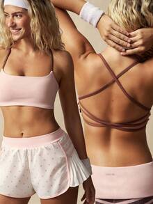 VARSIVA Women's Contrast Color Criss-Cross Back Everyday Fitness Sports Bra - Multicolor - View 10