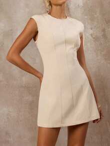 SHEIN Forever 21 Spring&Summer Women Romantic/Prom/Formal/Birthday/90s Clothes/Business Casual Woman/Elegant/Western Wear/Going Out/Fashion/Casual/Y2k Clothes/Club/Office /Cocktail/Vintage/Bodycon/Rave Outfits Festival/Funny/Classy/Old Money/Streetwear/Vacation Outfits/Country Concert Outfit/Work Clothes /Modest/Spring Break/Bachelorette Outfits/Concert/Baddie/Basic/Graduation/A Line/Short/Black Mini Dress Business Women Attire - Apricot - View 5