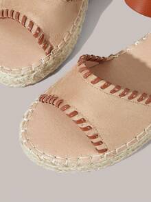 Styleloop Ladies Flat Bottom Round Toe Baring Toes Lace Casual Vacation Beach Sandals Summer Shoes - Khaki - View 6