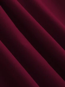 GlowEve 新款优雅纯色美人鱼礼服，深V领，收腰设计，金属水钻装饰，荷叶边袖，不对称设计，开衩，褶皱长裙，正式礼服 - 酒紅色 - 查看 3