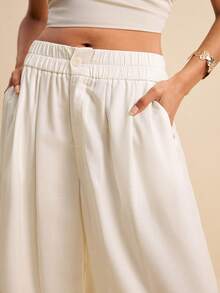 LOTSLUV Pantalones rectos con estampado floral tropical amarillo claro para mujer, primavera/verano - Amarillo claro - Ver 4