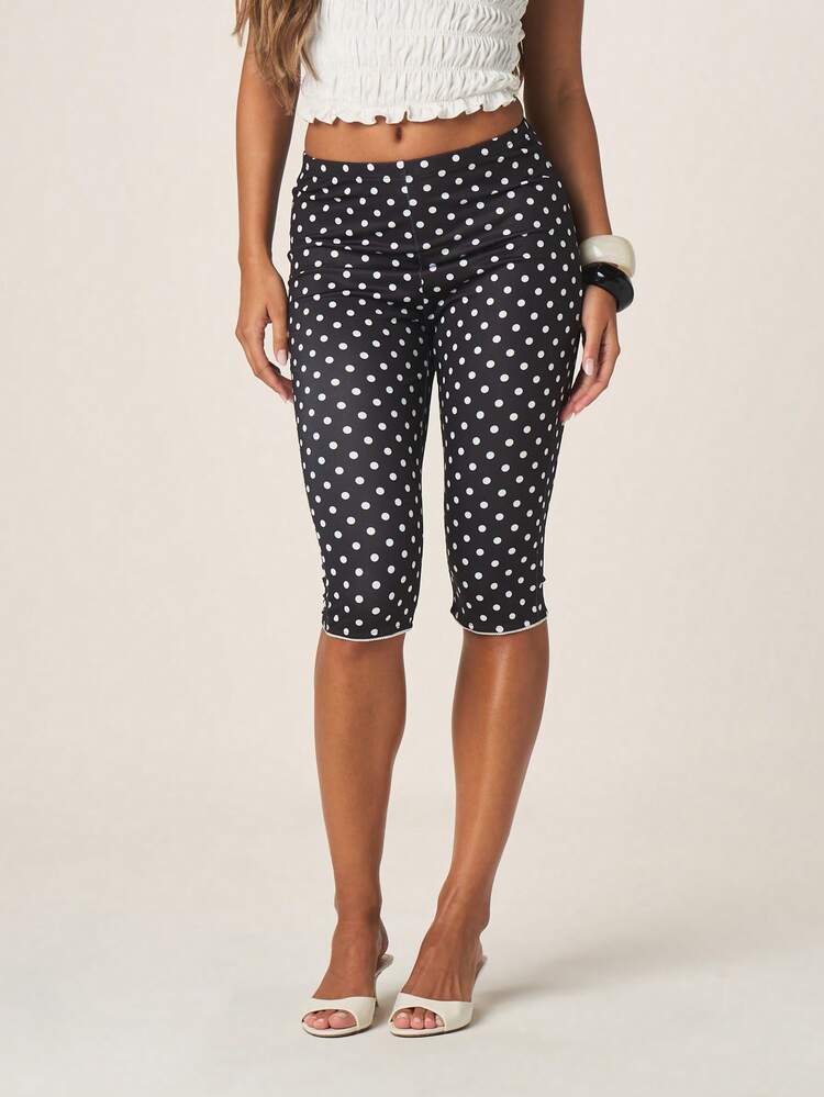 MISSGUIDED High Rise Polka Dot Cropped Leggings