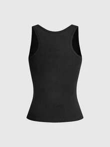 ROMWE Grunge Punk Áo tank top ôm sát kiểu racerback in hình đàn violin punk phong cách lễ hội mùa hè - màu đen - Xem 3