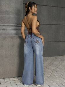 Rayane Ketlyn 女士时尚性感交叉露背吊带上衣 - 棕色 - 查看 6