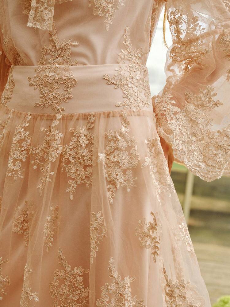 NICHE RESORT 26 EARLY AUTUMN LACE EMBROIDERY LOOSE A-LINE SKIRT