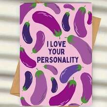 Zazumi 1 Piece Of Fun And Funny Eggplant Valentine's Day Card, Perfect For Husbands Or Boyfriends, Funny Anniversary Commemorative Love Note, Cartoon Design, Perfect For Valentine's Day, Birthdays And Thank-You Letters, Small Business Greeting Cards, Unique Gifts, The Best Ideal Choice For Gift Giving - Valentine's Day Card - View 7