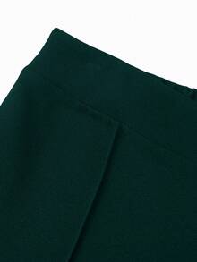Sweetra Women's Metal Waist Design Wide Leg Loose Elegant Pants - Dark Green - View 4