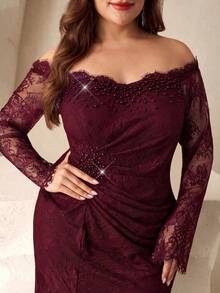 Đầm cocktail sang trọng đính hạt lấp lánh, thích hợp cho các buổi dạ hội cao cấp. - Màu Đỏ Sâu - Xem 7