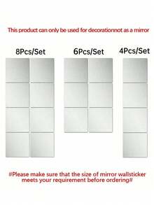 4/6/8PCS Of Square Mirror Wall Stickers, 2mm Thick Acrylic Material 3D Mirror Wall Tiles, Suitable For Living Room, Bedroom, Kitchen, Bathroom. - Multicolor - View 7