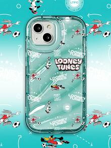 LOONEY TUNES X SHEIN 1pc Looney Tunes Bugs Bunny Phone Case, Cyan Transparent Gradient Soft TPU Shockproof Cover, Cartoon Football Sports Style, Cute Anime Pattern, Perfect For Birthday Gift, Daily Commute Use , Compatible With IPhone Case,Compatible With IPhone 17 Pro Max /Compatible With IPhone 17 /Compatible With IPhone 17 Pro,Phone Accessories - cyan - View 4