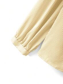 GlowEve CURVE 大码女式优雅圆领珍珠水钻装饰宽松长袖口袋休闲衬衫，适合春夏、返校、度假、毕业典礼、情人节、圣诞节、音乐节、母亲节、万圣节、感恩节、复活节、国庆节、舞会、生日、约会派对、婚礼季、户外郊游等场合。 - 黃色 - 查看 3