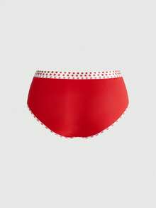 Betty Boop | ROMWE Quần lót hipster họa tiết chấm bi hoạt hình ngộ nghĩnh, viền tương phản, hợp tác sở hữu trí tuệ. - Đỏ - Xem 2