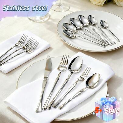 Bộ dao nĩa và thìa nhỏ bằng thép không gỉ, kiểu dáng thon gọn, gồm 5/20/30/40 món, thích hợp cho gia đình, khách sạn, làm quà tặng Giáng sinh. Giá đề xuất.