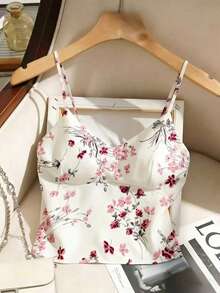 GlowEve Áo camisole nữ in hoa, kiểu dáng thường ngày, đa năng. - Hồng - Xem 1
