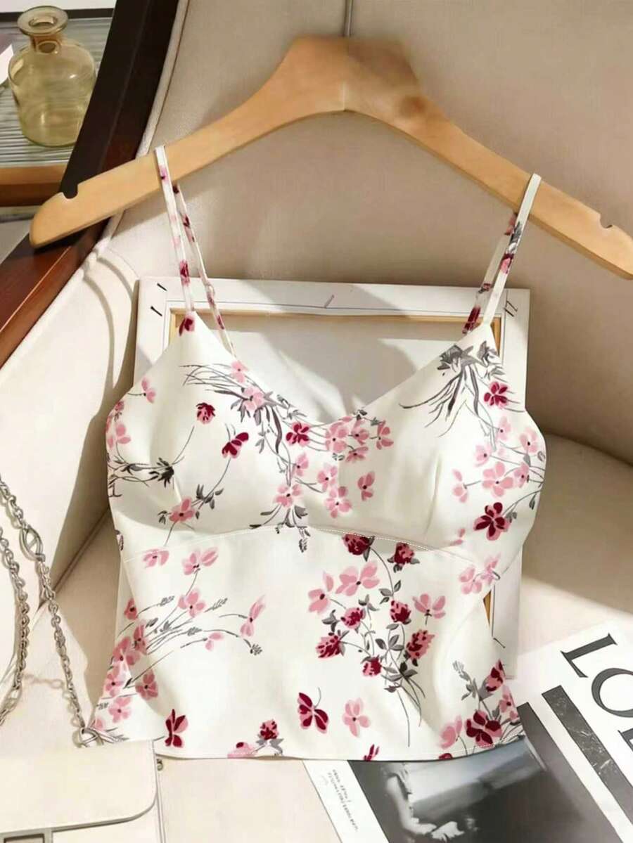 GlowEve Áo camisole nữ in hoa, kiểu dáng thường ngày, đa năng. - Hồng - Xem 1