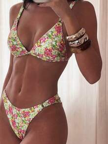 Costavie 女士性感碎花比基尼套装，海滩度假风 - 彩色 - 查看 2