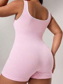 Rhythm Era Plus Size Women Seamless Sports Jumpsuit - Pink - View 3