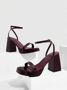 CUCCOO SZL Damen modische schwarze Riemchen High Heel Sandalen, Absatz für Abschluss, Abiball Absätze für Sommerurlaub Schuhe, Sommer elegant Basics, Business Casual, Business Chic, Frühling Schuhe, Frühling Break, Ostern, Weihnachten - Bordeaux - Übersicht 1