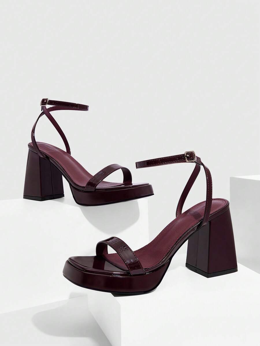 CUCCOO SZL Damen modische schwarze Riemchen High Heel Sandalen, Absatz für Abschluss, Abiball Absätze für Sommerurlaub Schuhe, Sommer elegant Basics, Business Casual, Business Chic, Frühling Schuhe, Frühling Break, Ostern, Weihnachten - Bordeaux - Übersicht 1