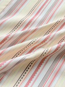 Glimmora 女士条纹蕾丝前系带无袖休闲衬衫 - 彩色 - 查看 6