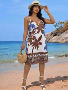 Swim Lushoire 2026新款V领吊带裙，波西米亚风印花沙滩裙 - 彩色 - 查看 4