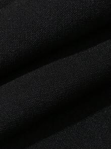 FRIFUL 女士前系带长袖上衣和吊带连衣裙优雅两件套家居服套装 - 黑色 - 查看 3