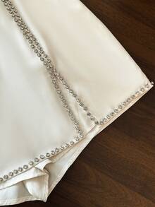 GlowEve 女士时尚水钻装饰百搭迷你短裙，适合约会穿着 - 杏色 - 查看 6