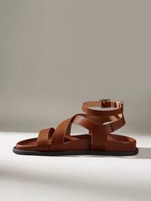 Solecia 女鞋 时尚棕色舒适平底沙滩鞋 - 棕色 - 查看 4