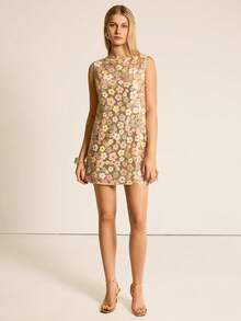 CielaLinda 女士碎花亮片迷你A字连衣裙 无袖连衣裙 - 彩色 - 查看 4